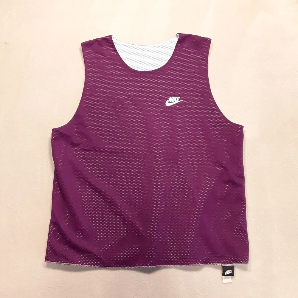 Nike Vintage Mens Reversible Swoosh Jersey Tank Top XL Purple/White Mesh 2002